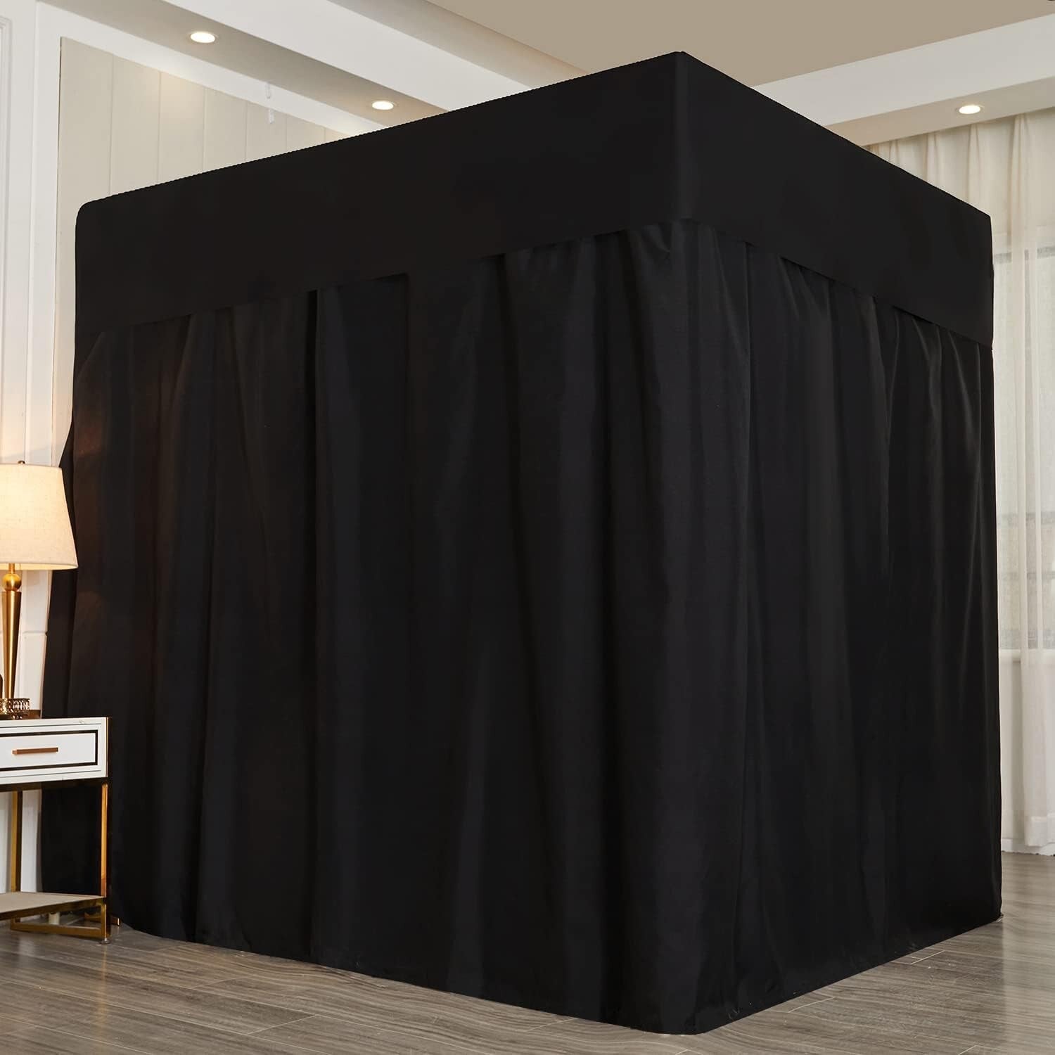 Elegant Black Canopy Bed Curtains for 4 Corner Post - Modern Bedroom Decoration