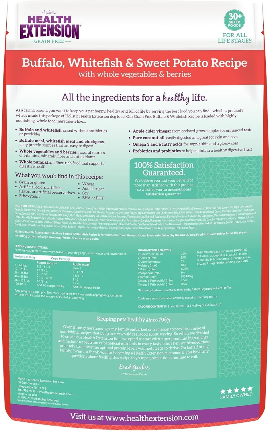 Natural Grain-Free Buffalo & Whitefish Dog Food - Perfect for All Breeds & Ages