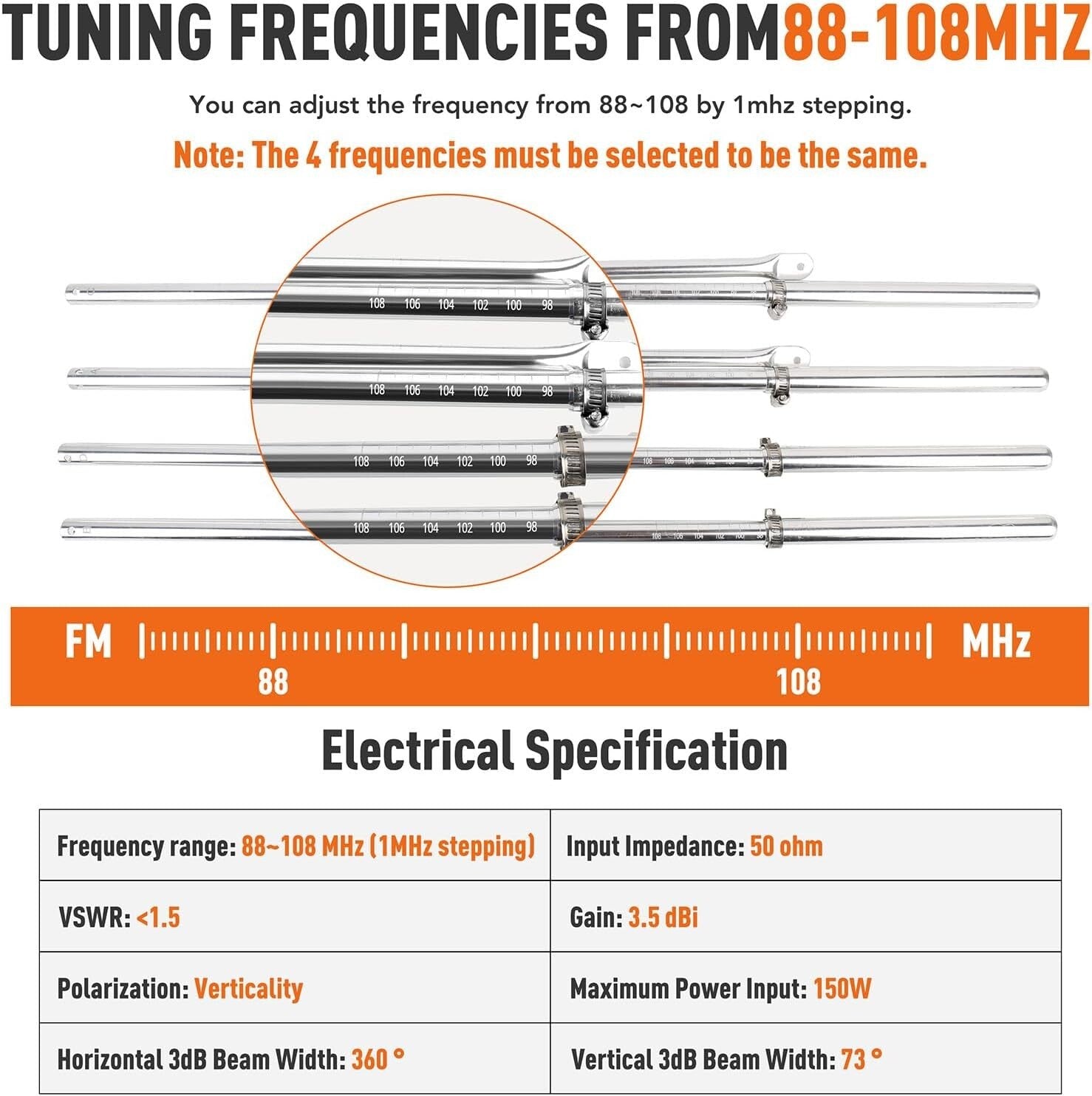 350W Outdoor FM Transmitter Antenna with Circular Polarization for 87-108MHz