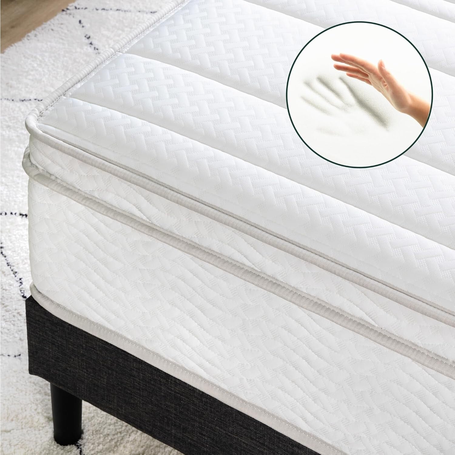 12 Inch King Hybrid Mattress - Medium Firmness, Certified Safe & Fiberglass Free