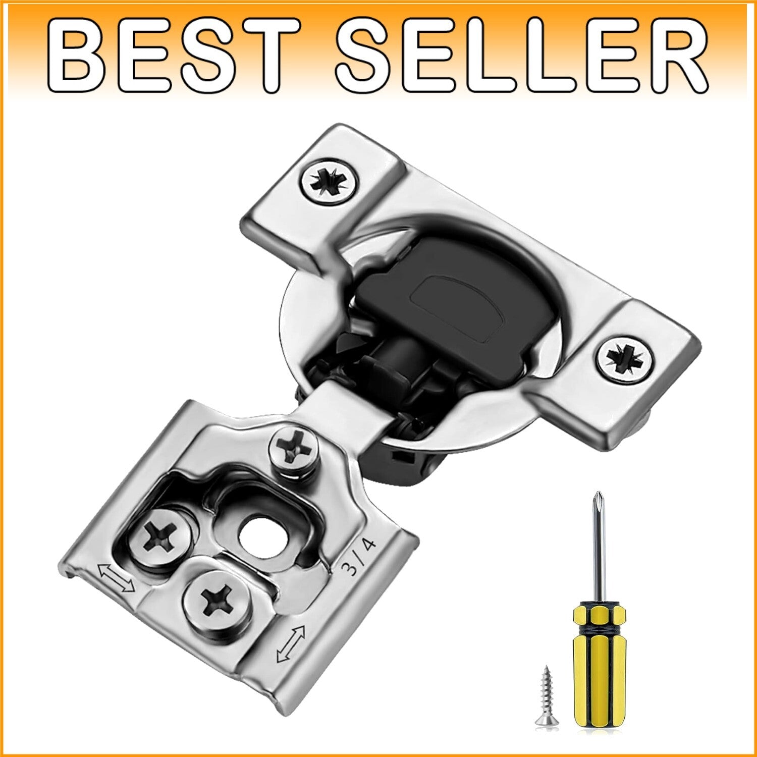 Durable 3/4 Inch Overlay Cabinet Hinges with Soft Close - Satin Nickel Finish