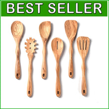 Load image into Gallery viewer, Unique Olive Wood 6pcs Cooking Utensil Set - 12-Inch, Chemical-Free Luxury