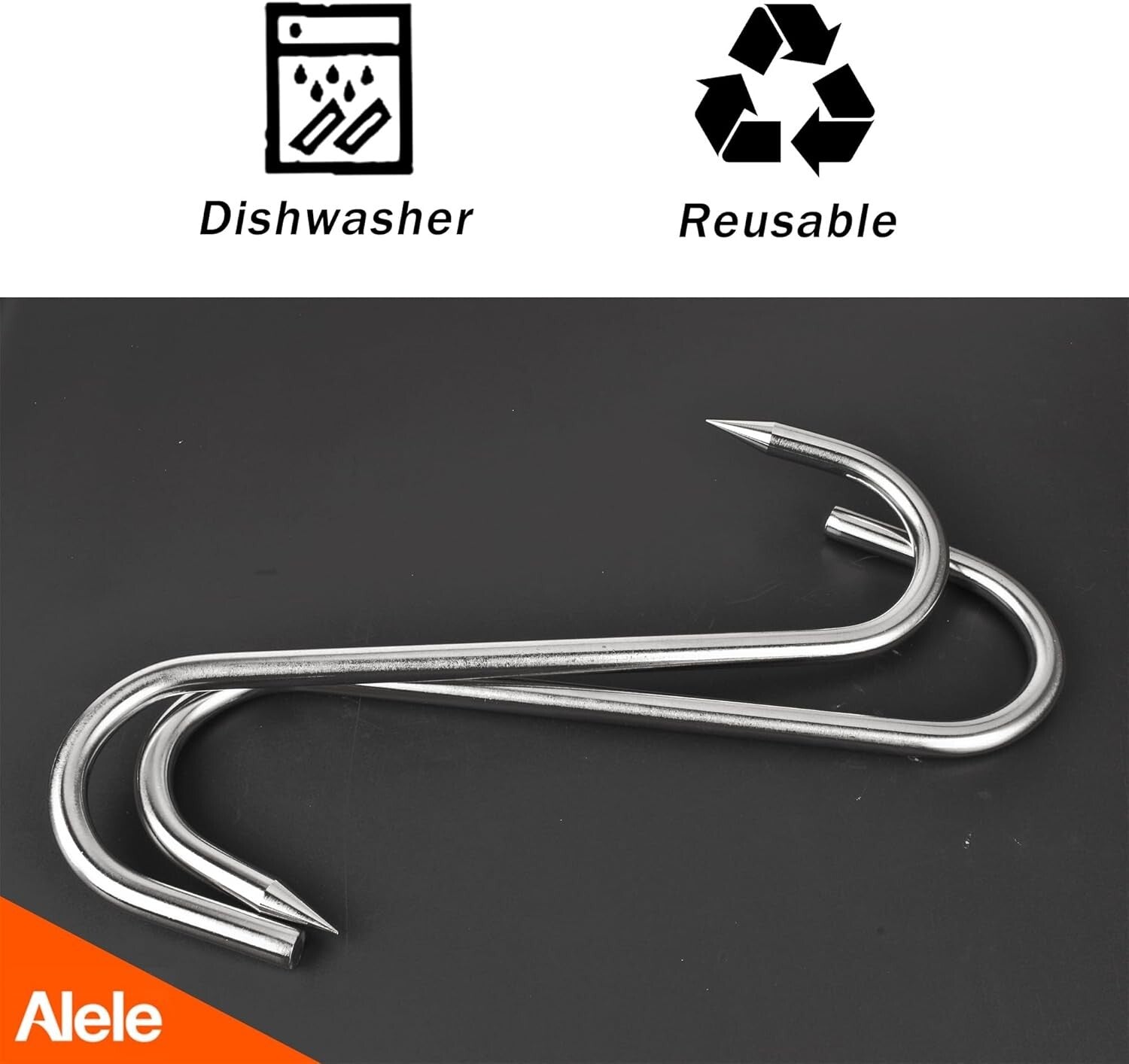 10" Heavy Duty Stainless Steel Meat Hooks - 8 Pack for Butchers & Hunters