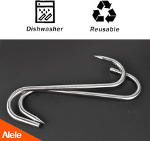 Load image into Gallery viewer, 10" Heavy Duty Stainless Steel Meat Hooks - 8 Pack for Butchers &amp; Hunters