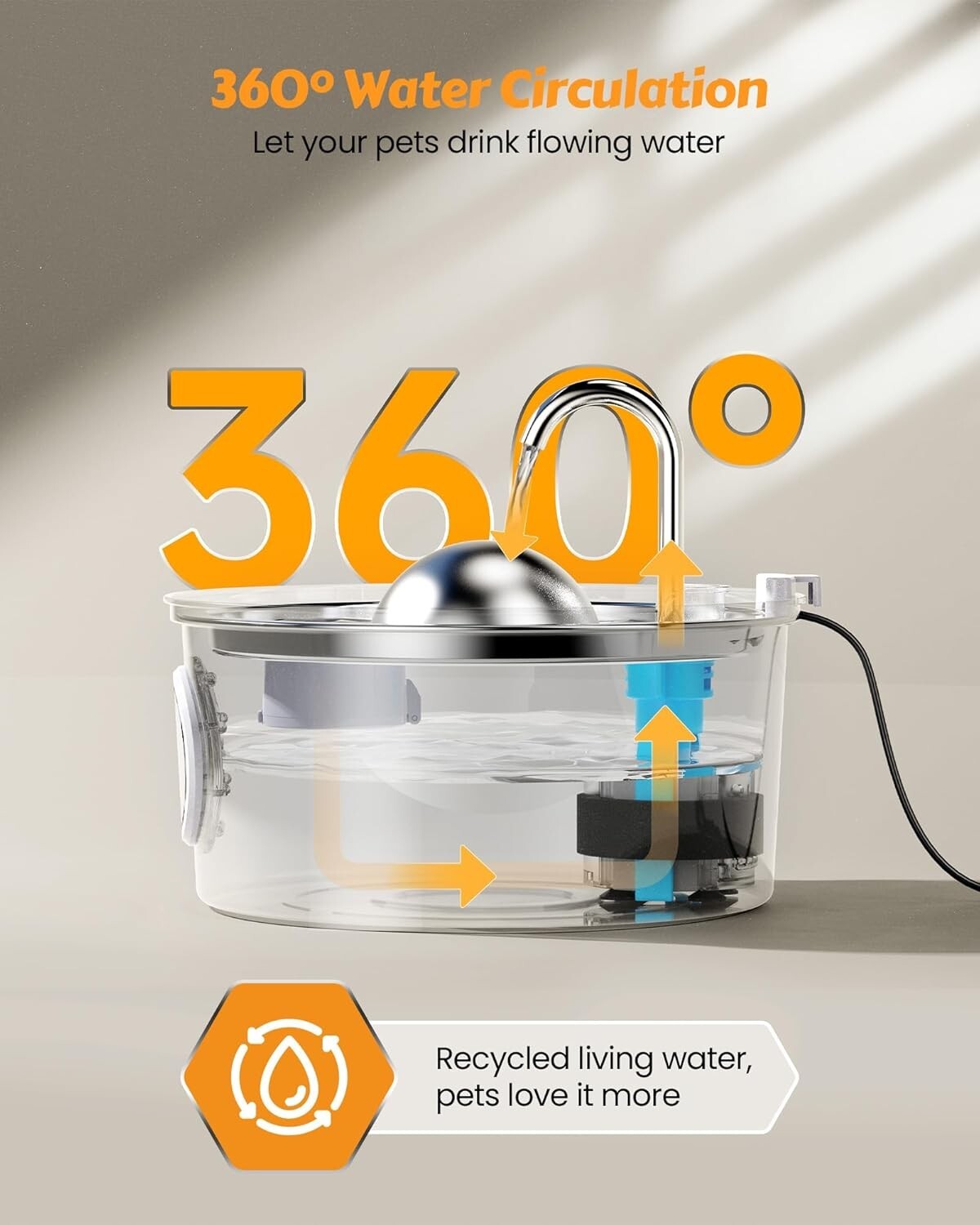 Multifunctional Stainless Steel Pet Water Fountain - 3.2L Easy Clean Design