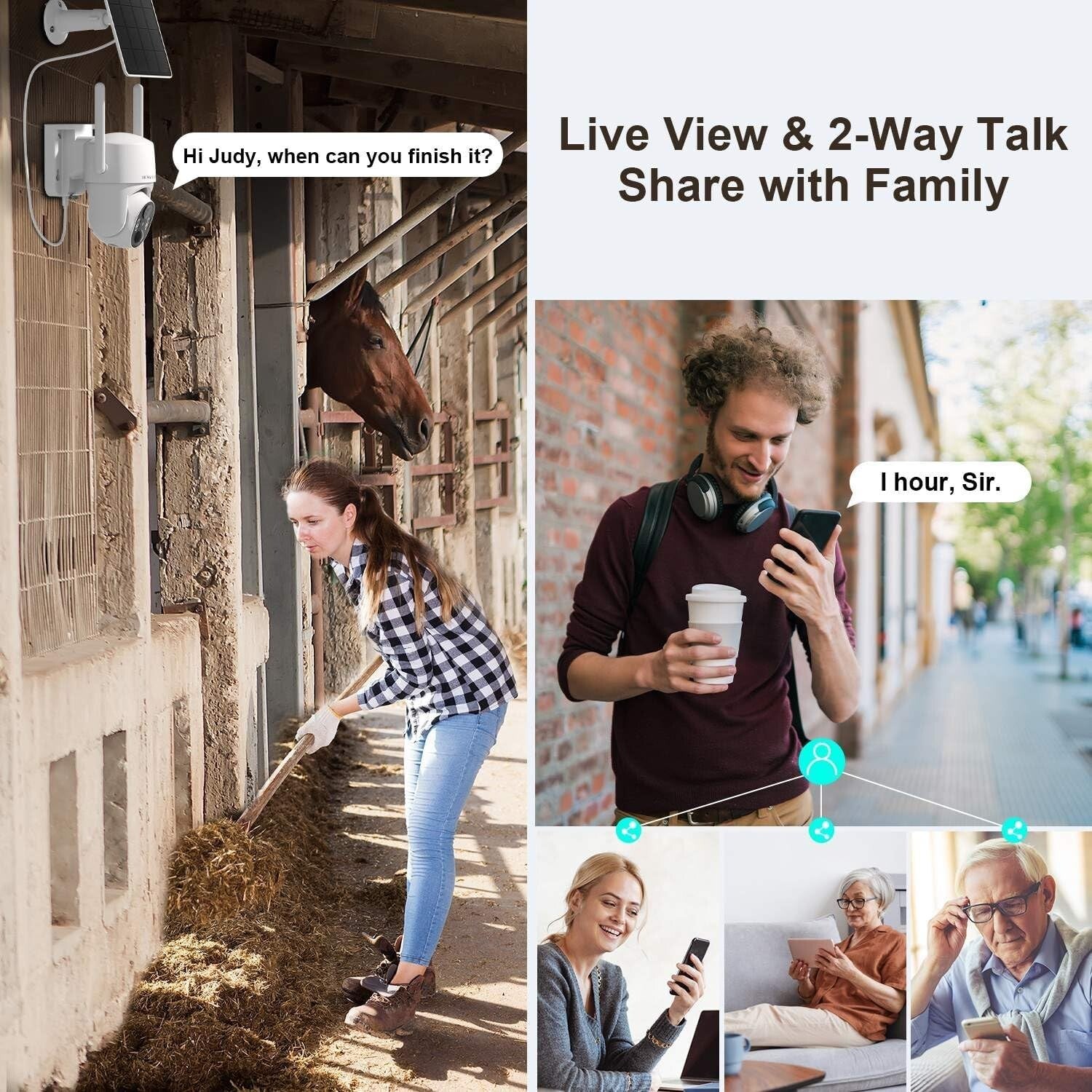360-Degree Wireless Outdoor Camera with 2K Night Vision - No Internet Needed