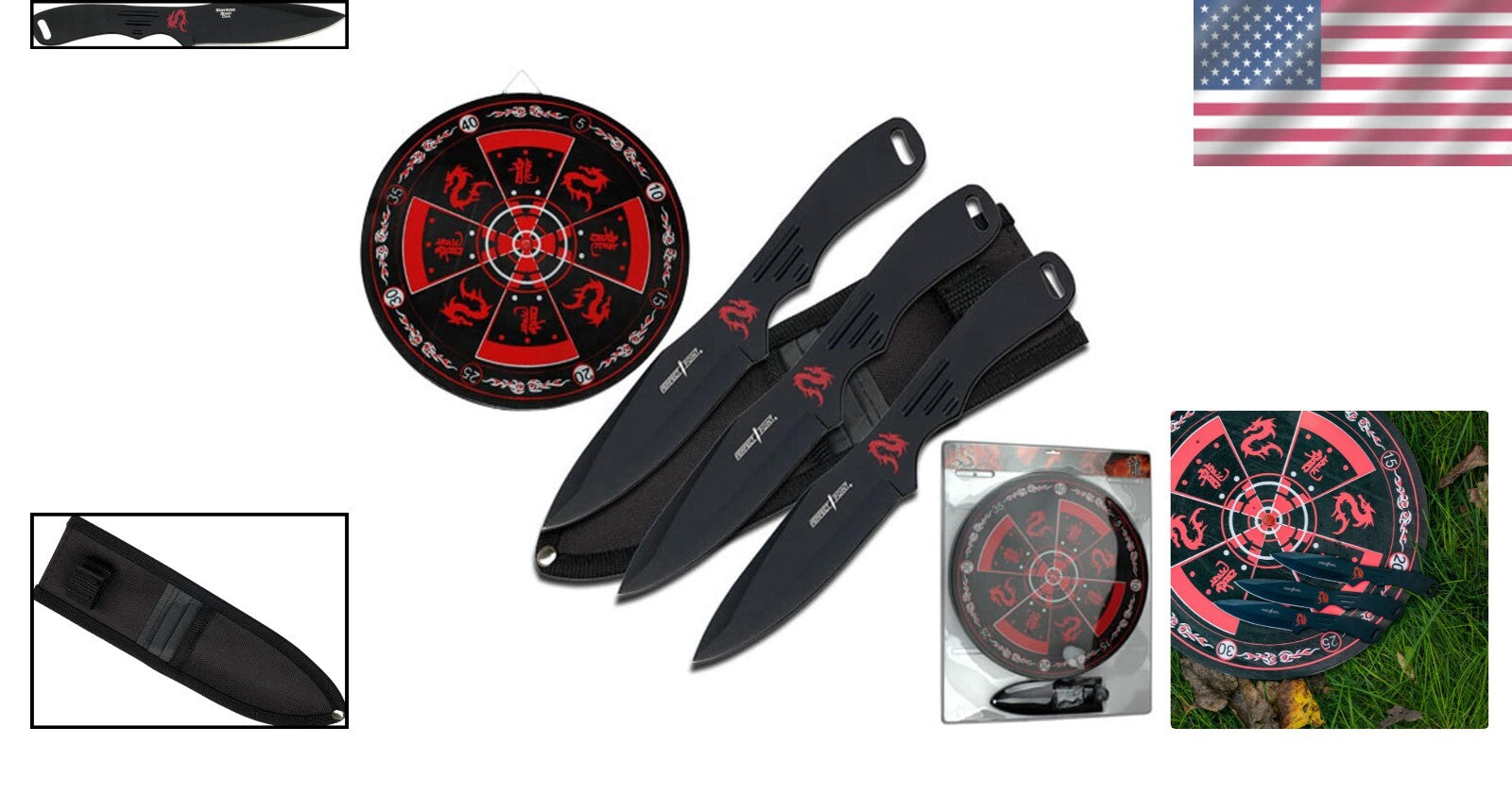 Black Stainless Steel Throwing Knives with Target Board - Perfect for All Levels
