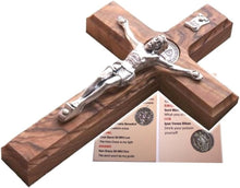 Load image into Gallery viewer, Handmade 12-Inch Saint Benedict Wall Crucifix - Unique Silver Tone Craftsmanship