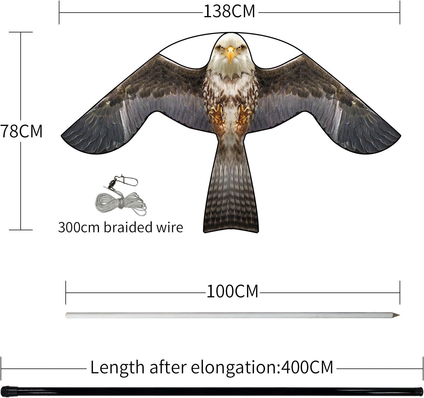 Reflective Bird Scarer Kite with Adjustable 4m Pole – Effective Farm Protection