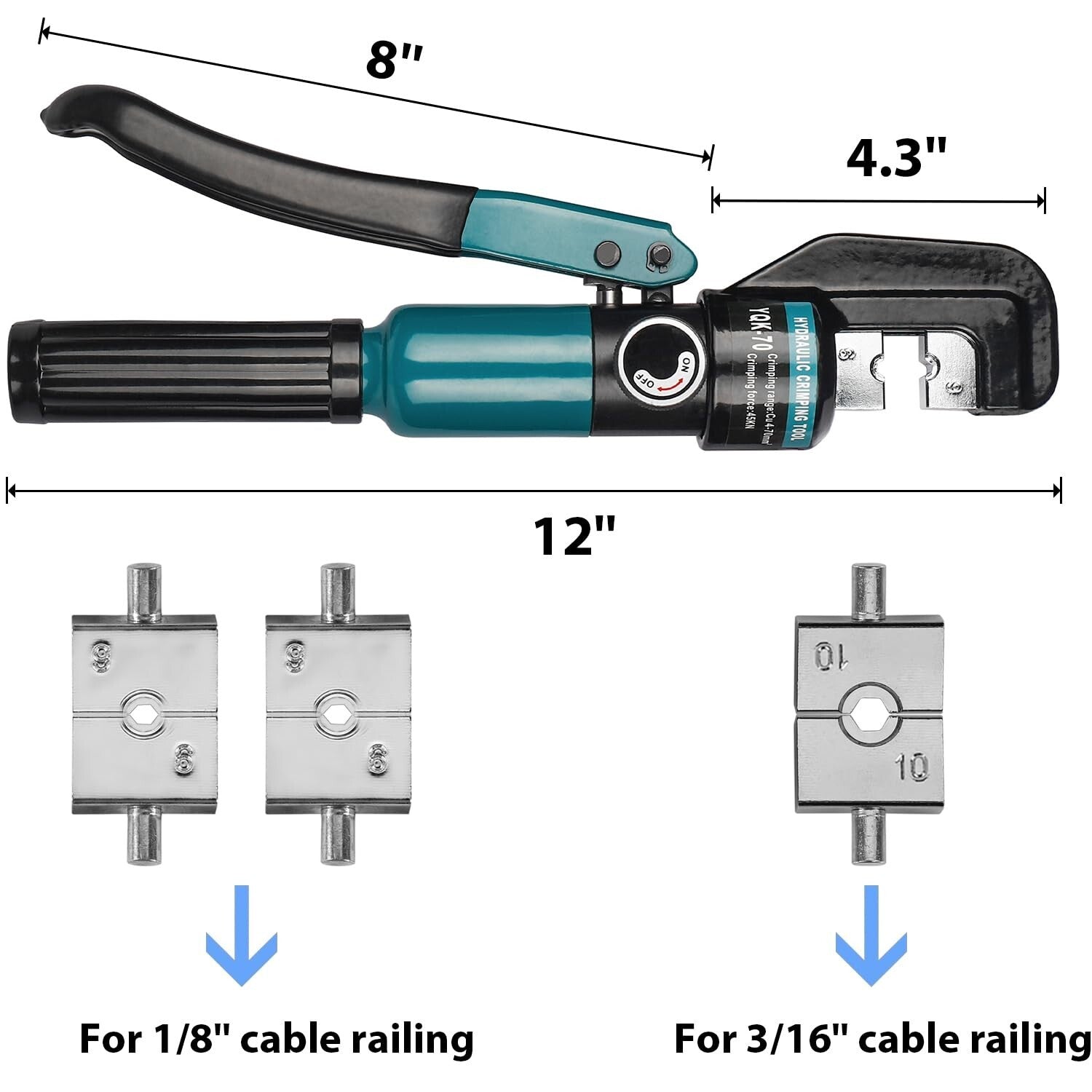 Durable Hydraulic Crimping Tool with Ergonomic Grip - Perfect for Cable Railing