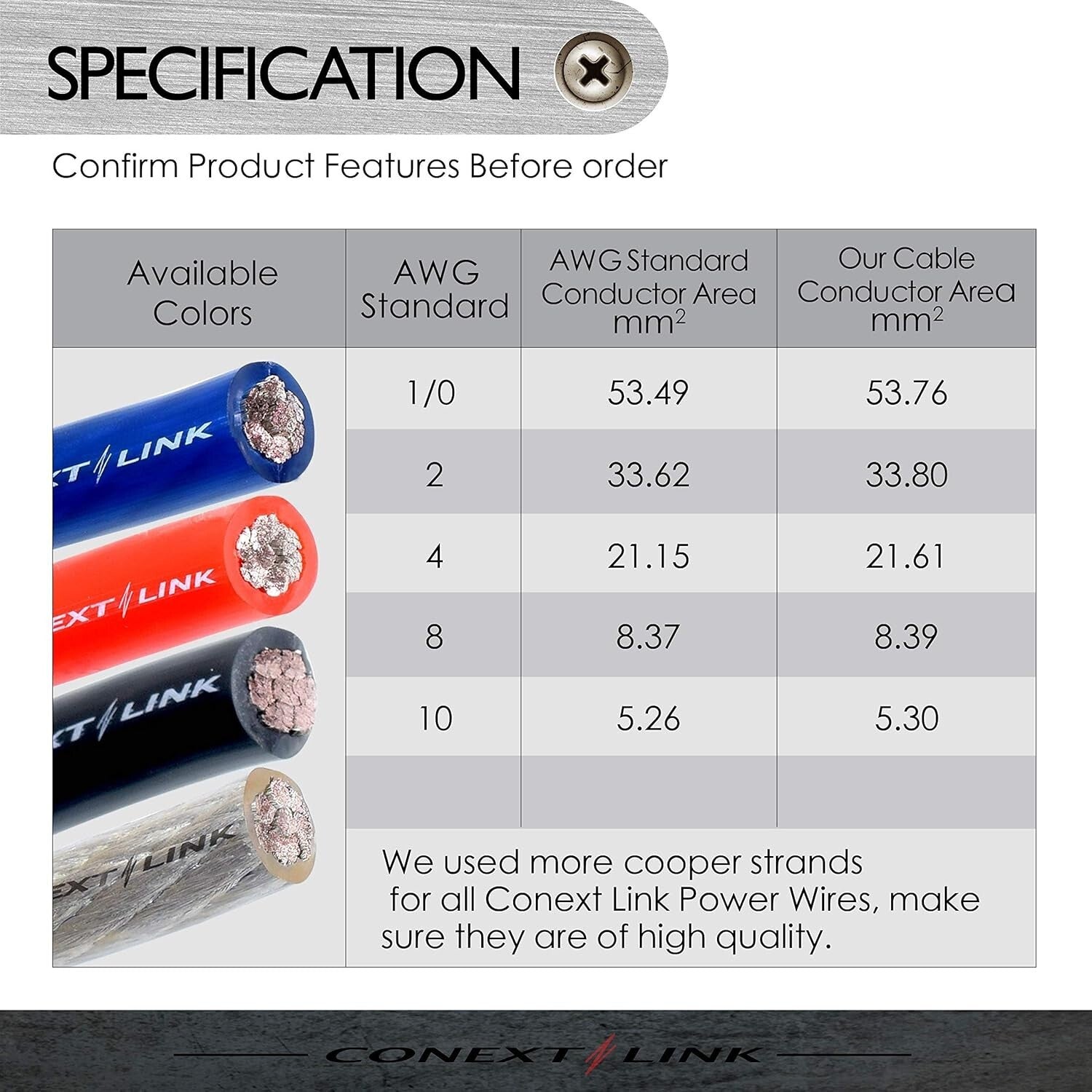 25 FT 1/0 AWG OFC Copper Power Cable - Super Flexible & Durable in Frost Blue