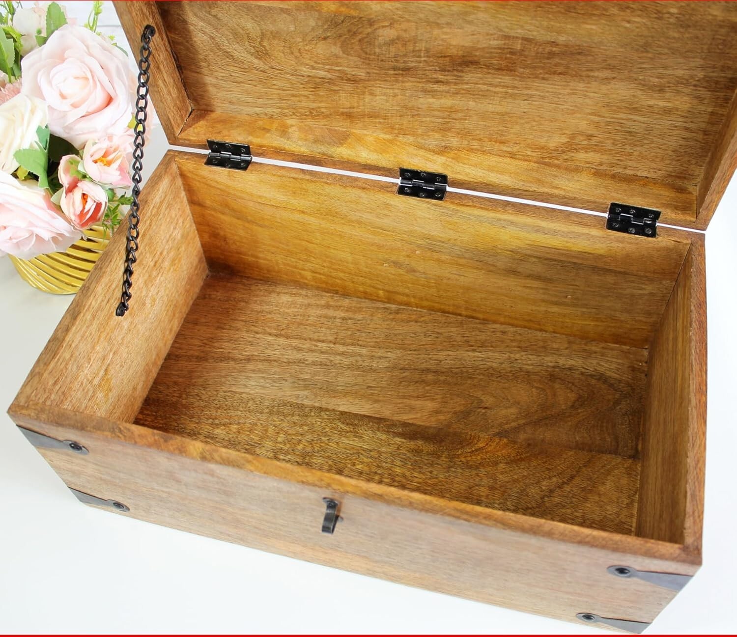 Elegant Pirate Treasure Chest - Lockable Wooden Box with Antique Iron Decor