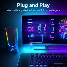 Load image into Gallery viewer, USB Powered Hi-Fi Stereo Computer Speakers with 6 Lighting Modes and Bass Boost
