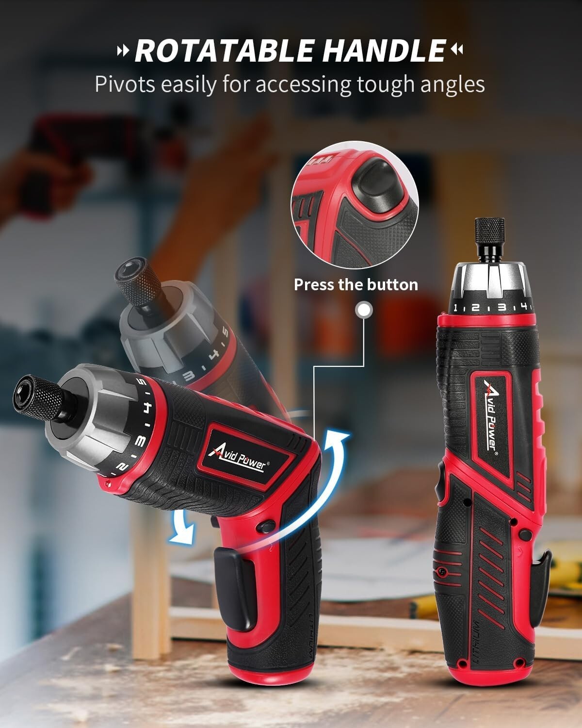 Compact 4V Electric Screwdriver Kit with 200 RPM Speed & Dual Position Handle