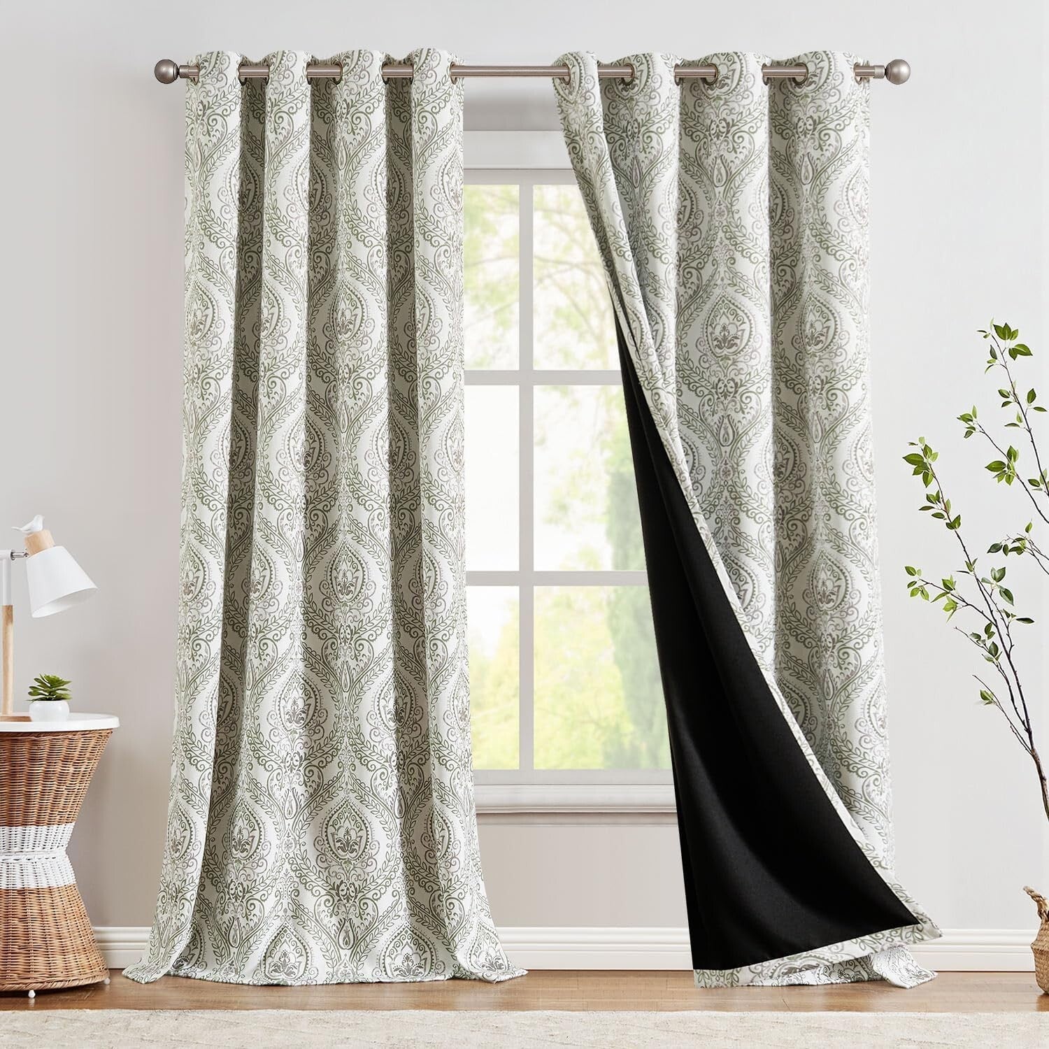Elegant Sage Green Blackout Drapes 96" Long - Grommet Thermal Insulated Panels