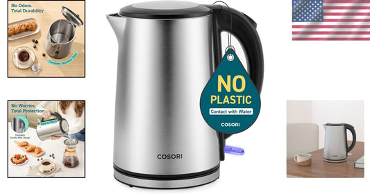 Stylish 1.5L Stainless Steel Electric Kettle with Automatic Shut-Off & Blue LED