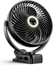 Load image into Gallery viewer, Rechargeable 8" Camping Fan with LED Light &amp; 3 Speeds - Super Quiet Design
