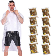 Load image into Gallery viewer, Lightweight 10 Pack Emergency Rain Ponchos for Adults &amp; Kids - Easy Carry