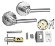 Load image into Gallery viewer, Elevate Your Space with Brushed Nickel Reversible Entry Lever Door Handle Set