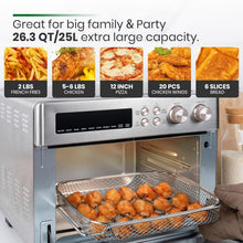 Load image into Gallery viewer, Extra Large 10-in-1 Infrared Air Fryer Toaster Oven with Brushed Steel Finish