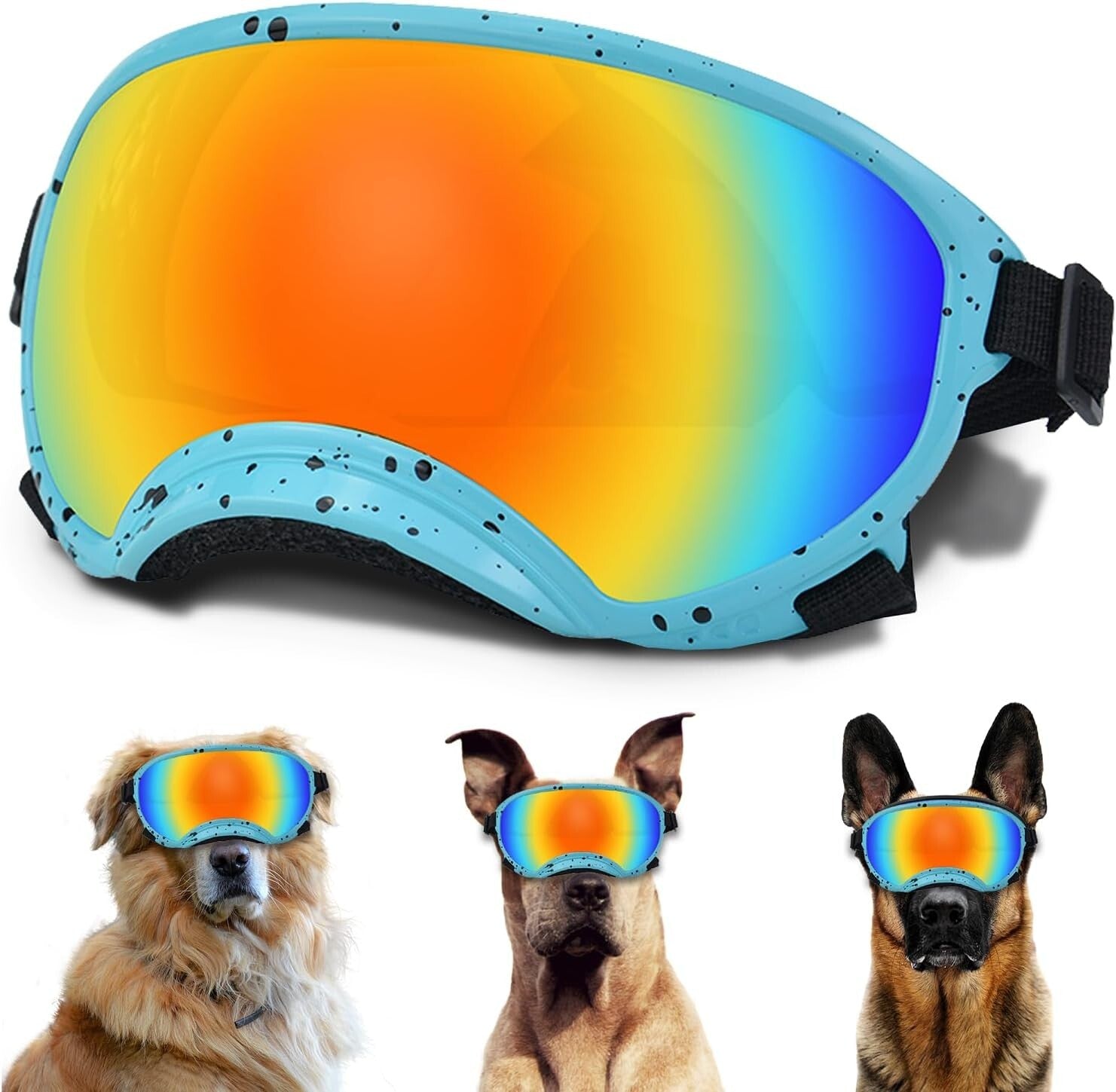 Large Adjustable Dog Sunglasses with UV Protection - Windproof Pet Eyewear