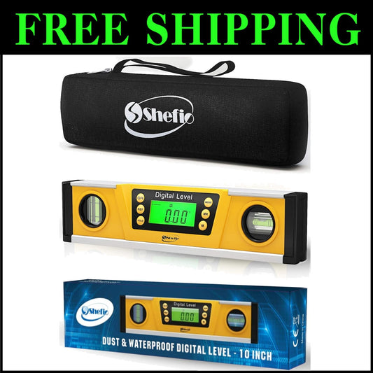 Precision Digital Level - 10-Inch with LCD & 8 Angle Storage for Contractors