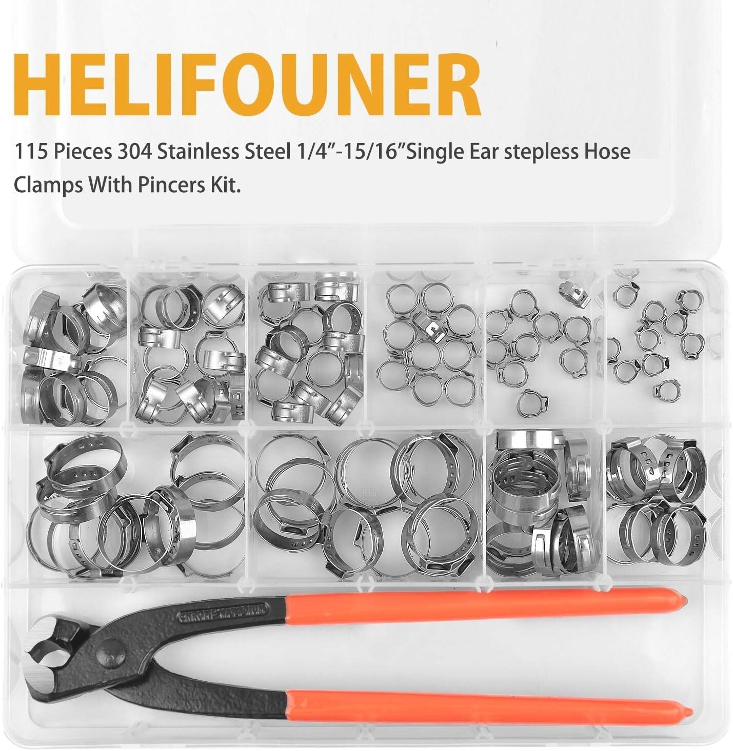 Comprehensive 115Pcs Hose Clamp Kit for Automotive and Plumbing Applications
