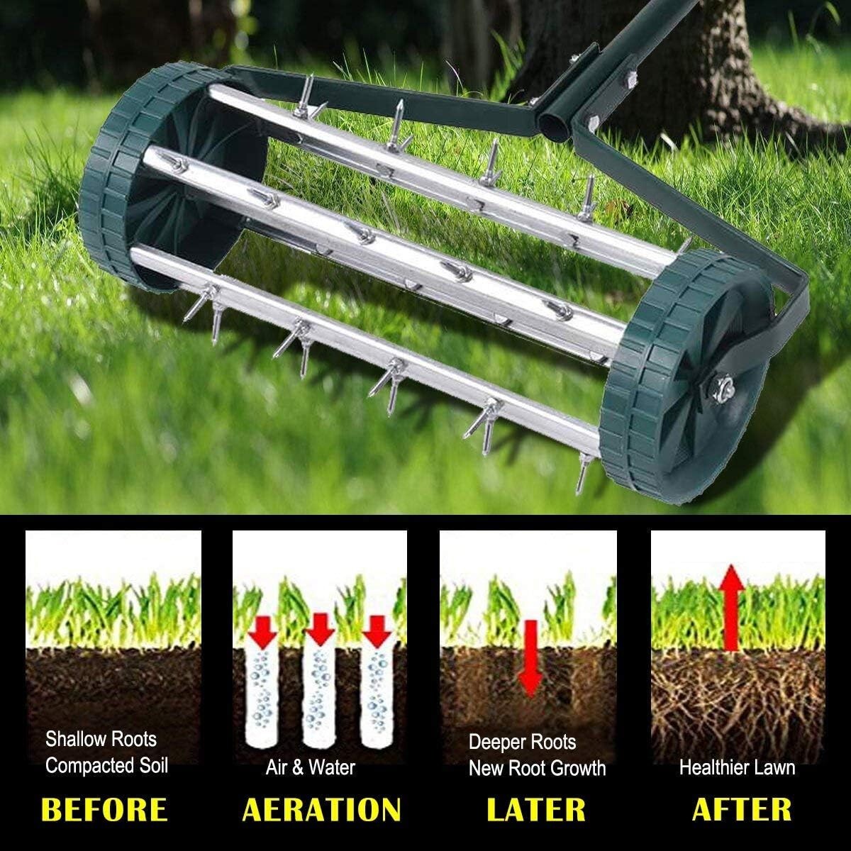 Durable Steel Manual Lawn Aerator with 41-Inch Handle – Quick & Easy Assembly
