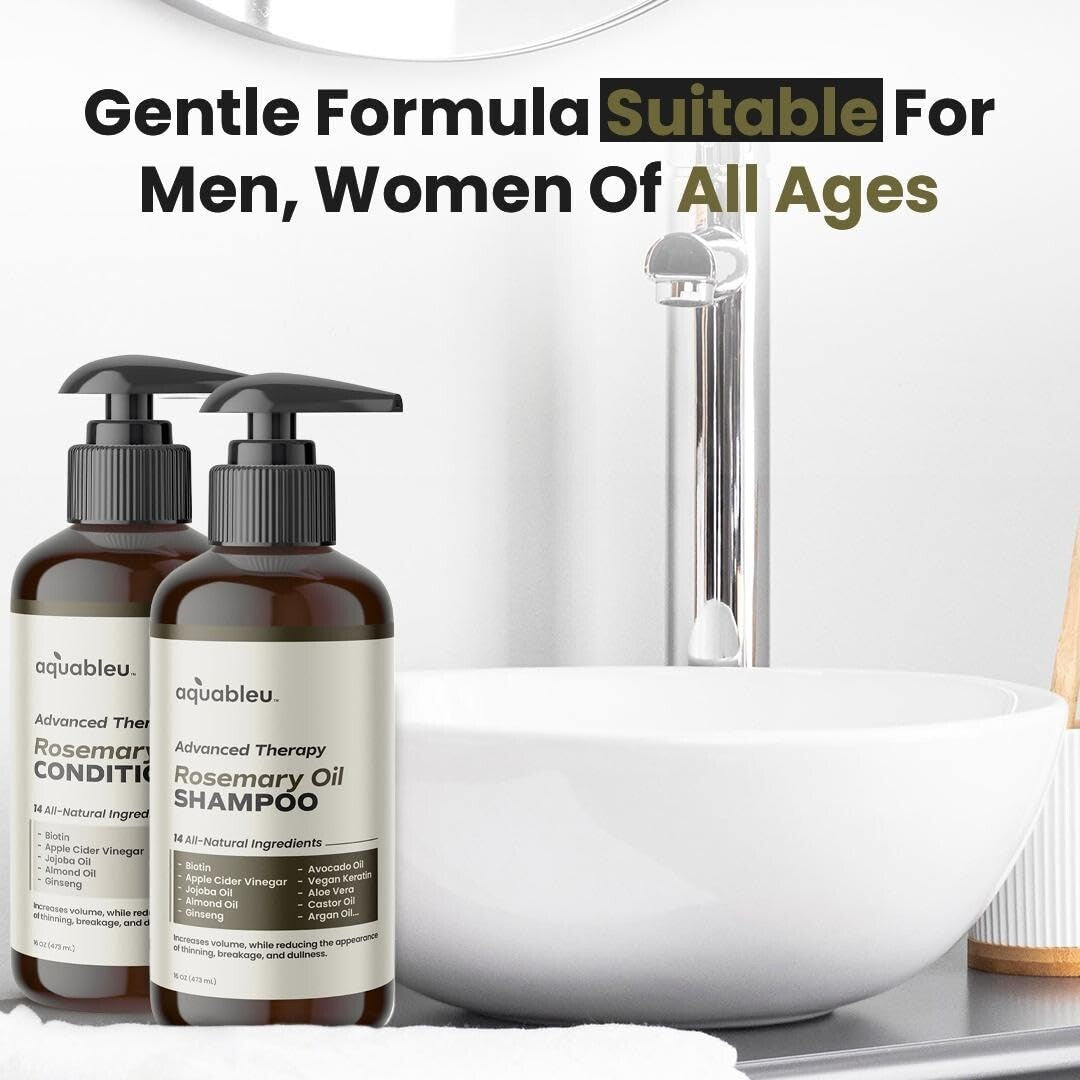 Natural Rosemary Oil & Biotin Shampoo/Conditioner Set for Thinning Hair - 16oz