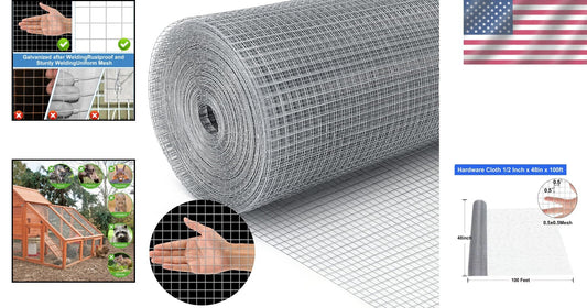 Customizable 1/2" Galvanized Mesh Wire - Secure Fencing for Gardens and Pets