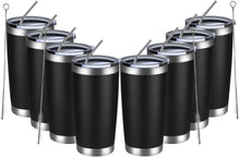 Load image into Gallery viewer, Durable 20oz Stainless Steel Tumbler Set - 8 Pack of Insulated Cups with Lids