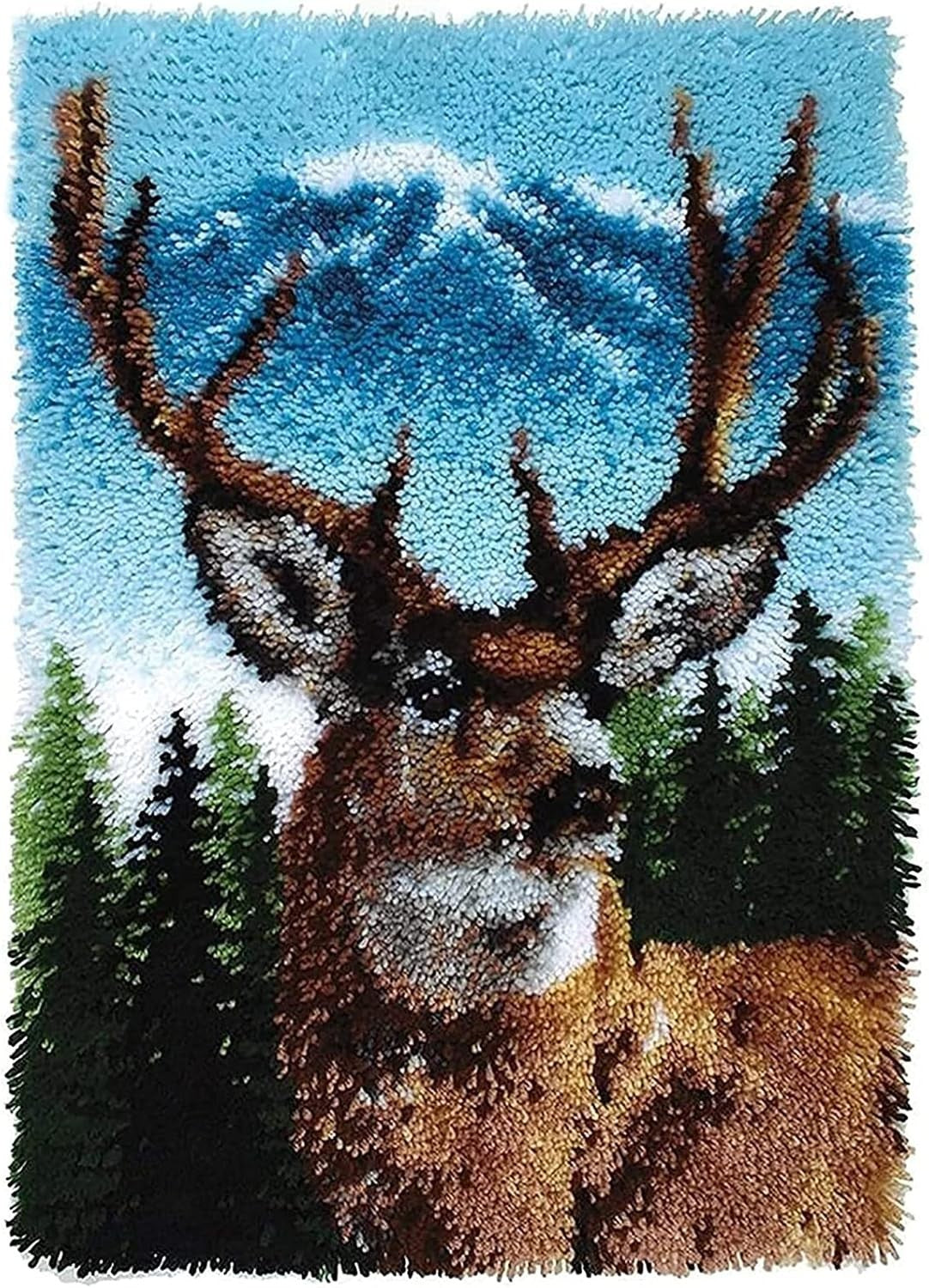 Easy to Use Latch Hook Rug Kit - 3D Deer Pattern for Beginners and Hobbyists