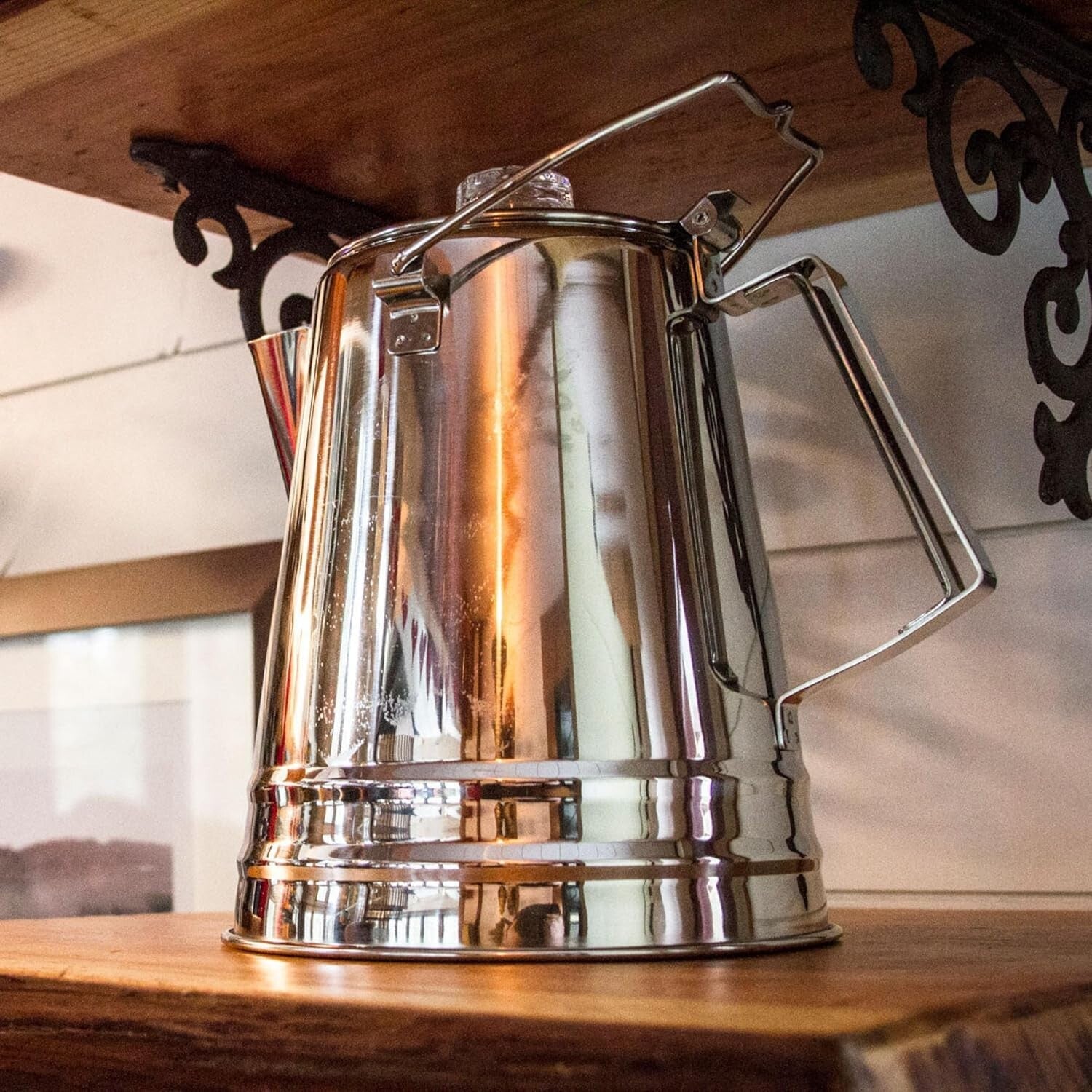 Ergonomic Glacier Stainless Steel Coffee Percolator - 36 Cups for Any Adventure