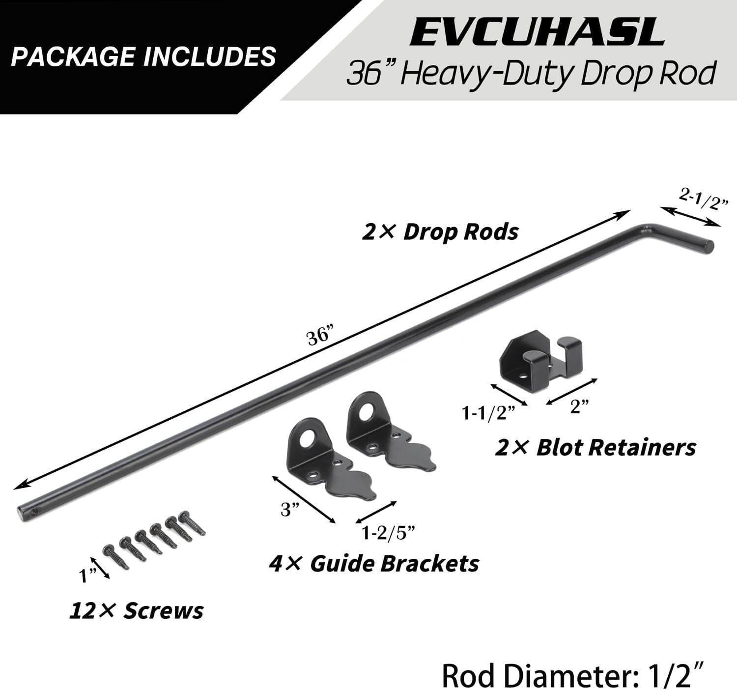 Durable 36" Cane Bolt with Powder Coating - Perfect for Gates & Fences, 2-Pack
