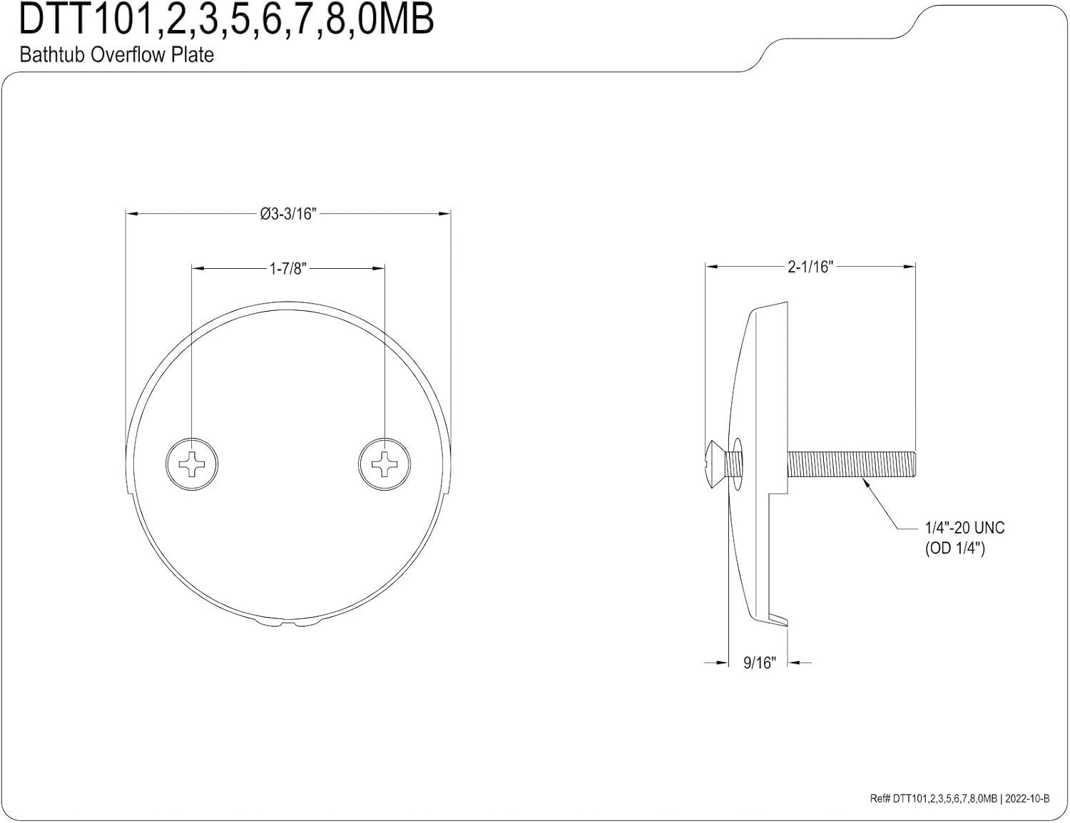 Modern Single Hole Bathtub Overflow Plate - Easy Installation in Polished Finish