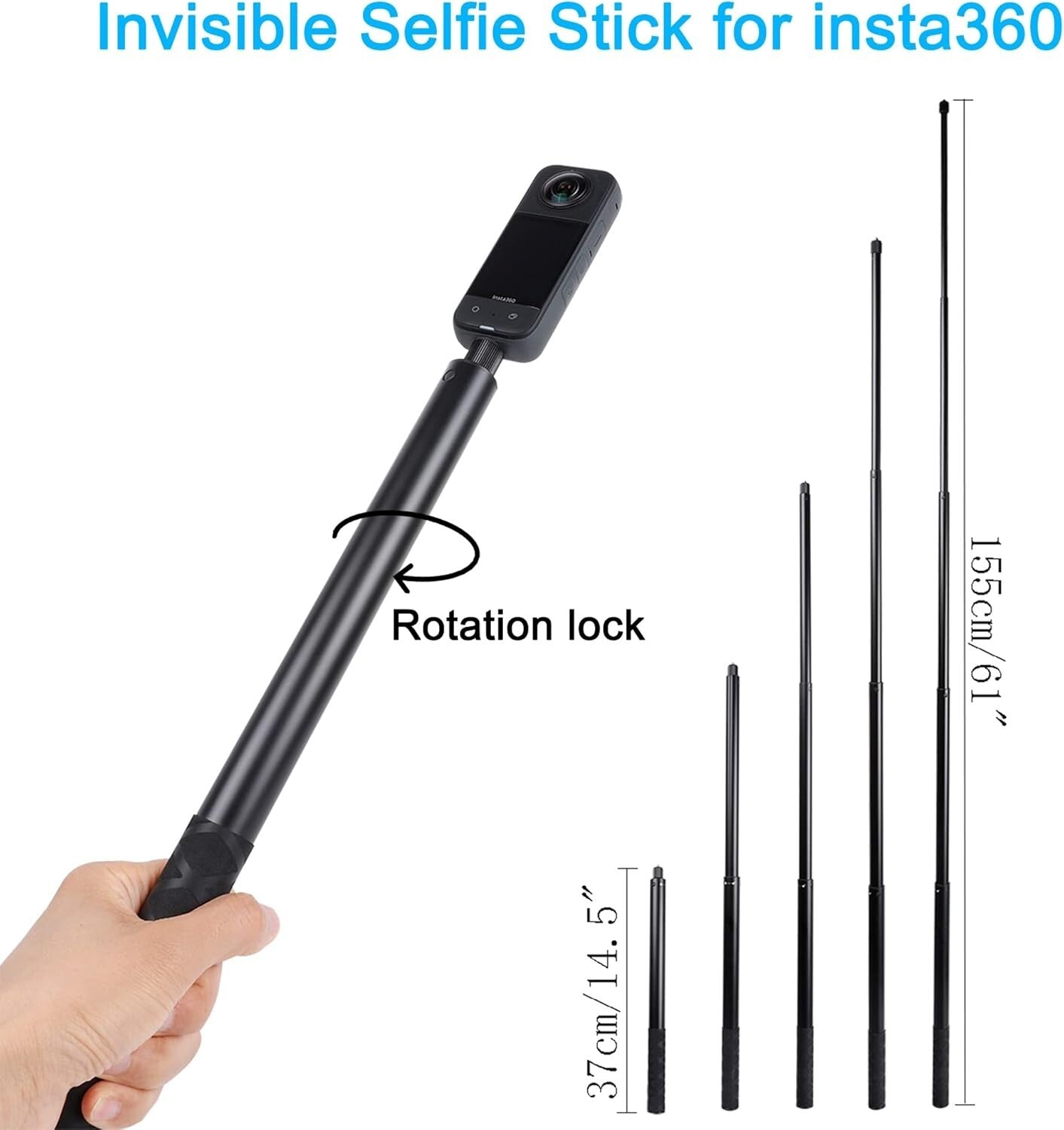 Adjustable 61" Selfie Stick & Mount Kit for Smooth Motorcycle Video Shooting