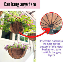 Load image into Gallery viewer, Rust-Resistant 20" Black Metal Wire Hanging Planter with Coco Liners - Set of 2