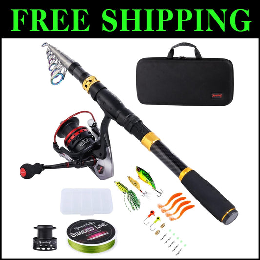 Complete Fishing Gear Set: 2.1m Telescopic Rod, Reel & Carrier - Lightweight
