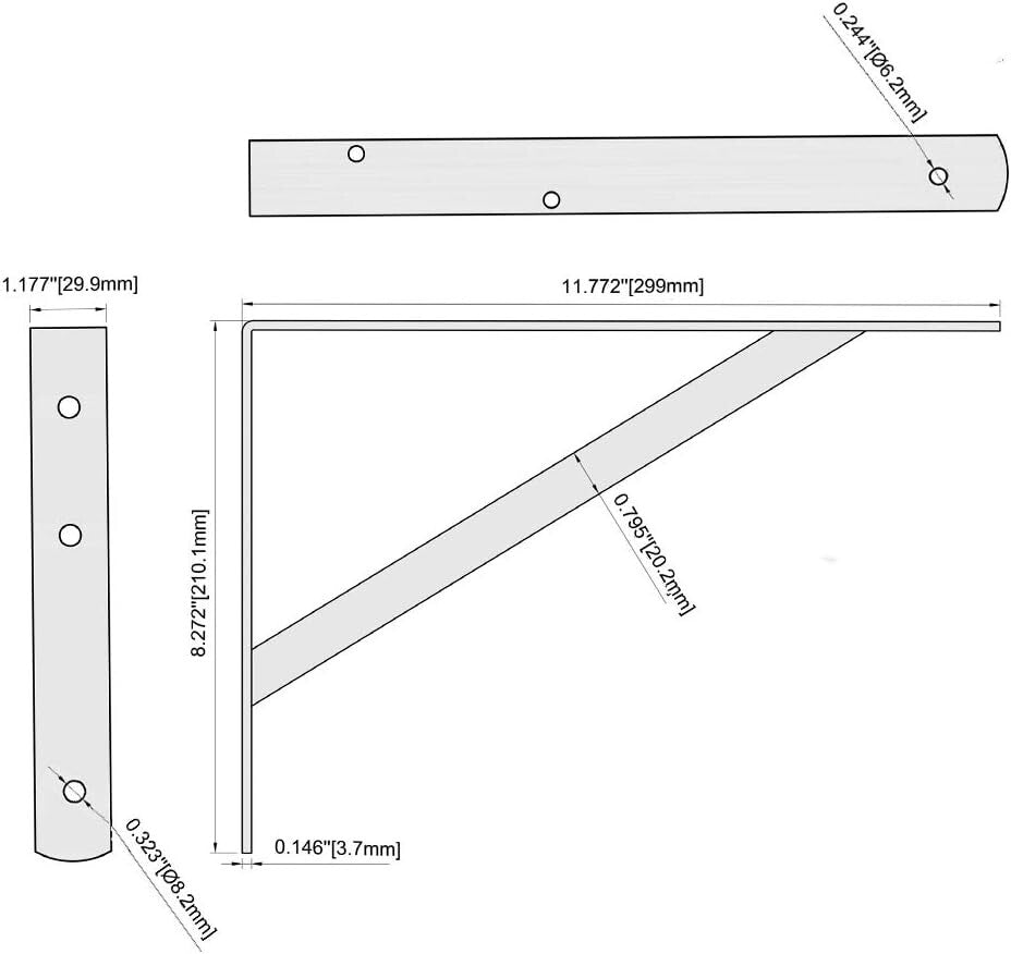 Heavy-Duty 12x8 Shelf Brackets - 600lb Capacity, 10-Pack White Metal Supports