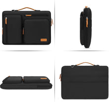 Load image into Gallery viewer, Elegant Black Laptop Shoulder Bag with Trolley Compatibility &amp; 4 Zipper Pockets