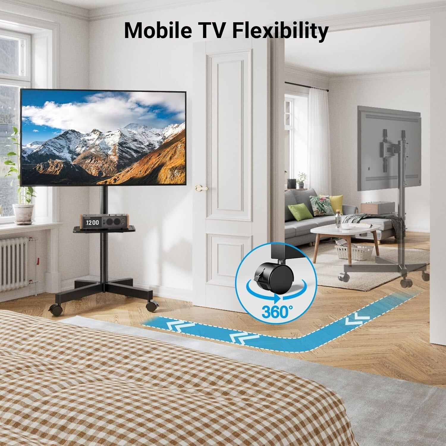 Versatile Mobile TV Stand for 23-60 Inch Televisions, Lockable Wheels for Safety