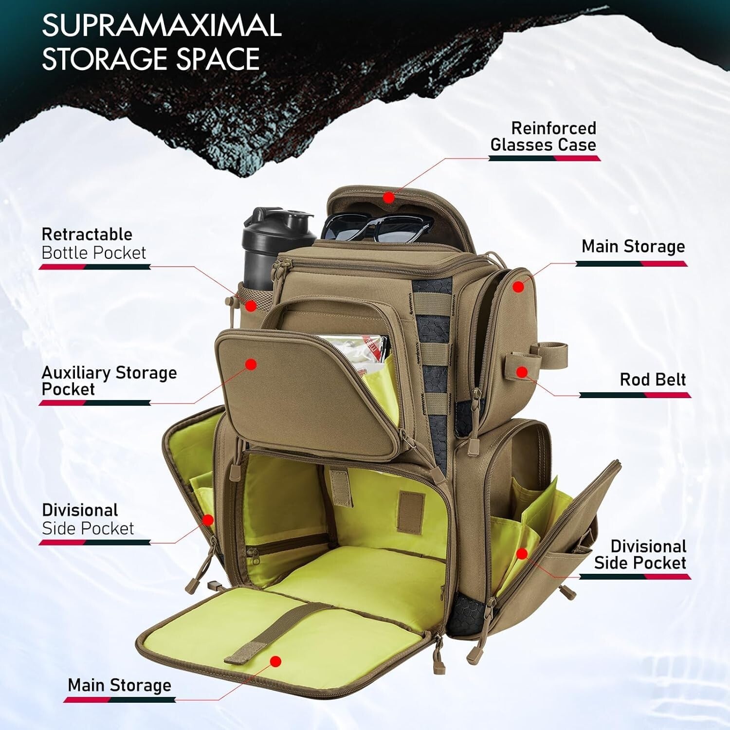 Fashionable Fishing Tackle Bag with SBS Zippers & Ergonomic Design for Comfort