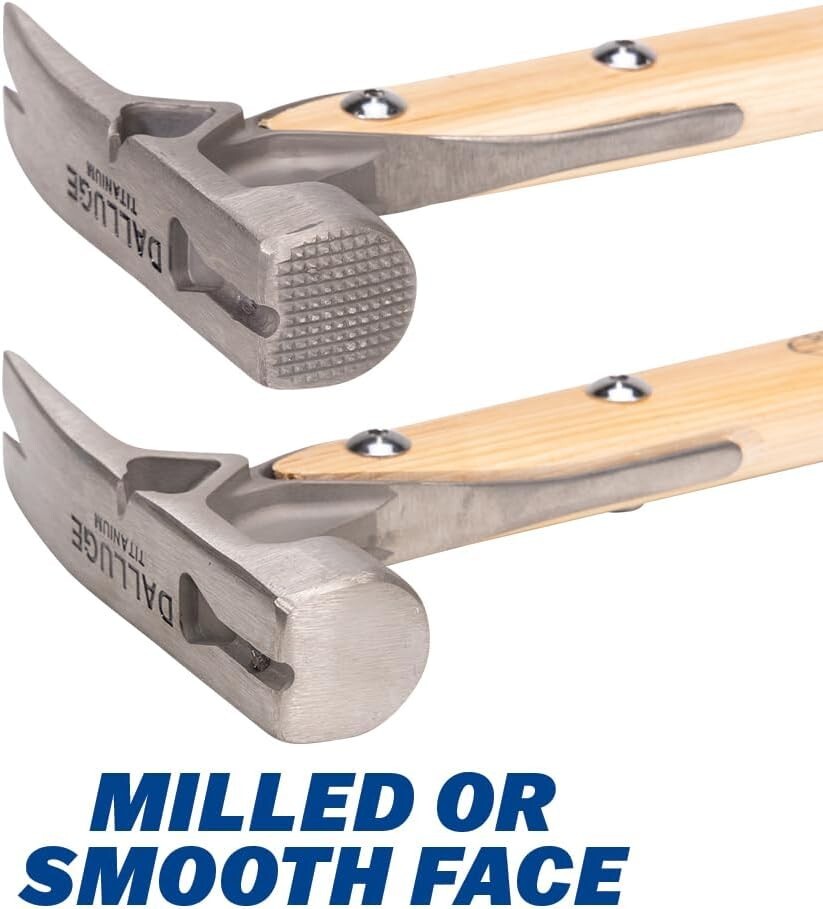 Lightweight 16 oz Titanium Hammer with Milled Face for Versatile Construction