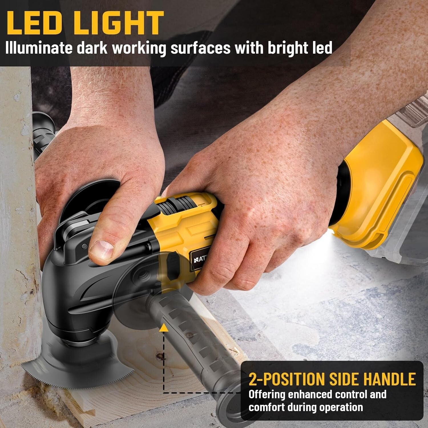 6-Speed Cordless Oscillating Tool for DeWalt 20V - Precision LED Light & Kit