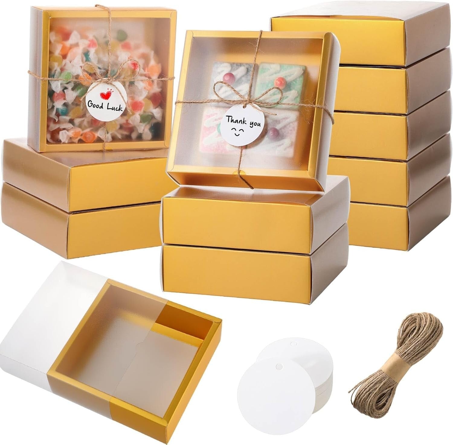 50 Elegant Kraft Gift Boxes with Window - Perfect for Soap and Jewelry Gifts