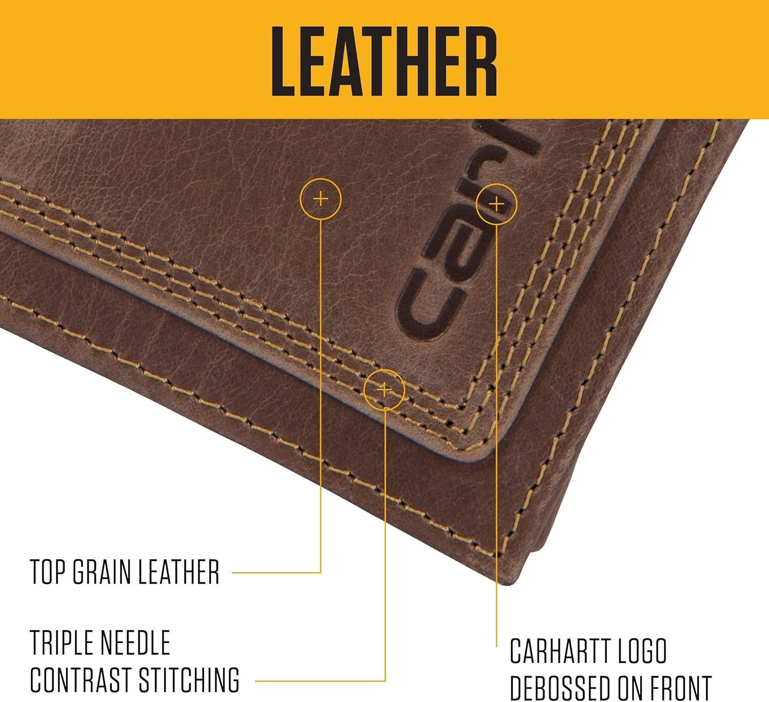 Elegant Brown Leather Trifold Wallet for Men - Organized & Durable Design