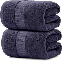 Load image into Gallery viewer, Luxury Soft Navy Bath Sheet Towels - Jumbo 650 GSM Cotton, Quick-Dry &amp; Absorbent