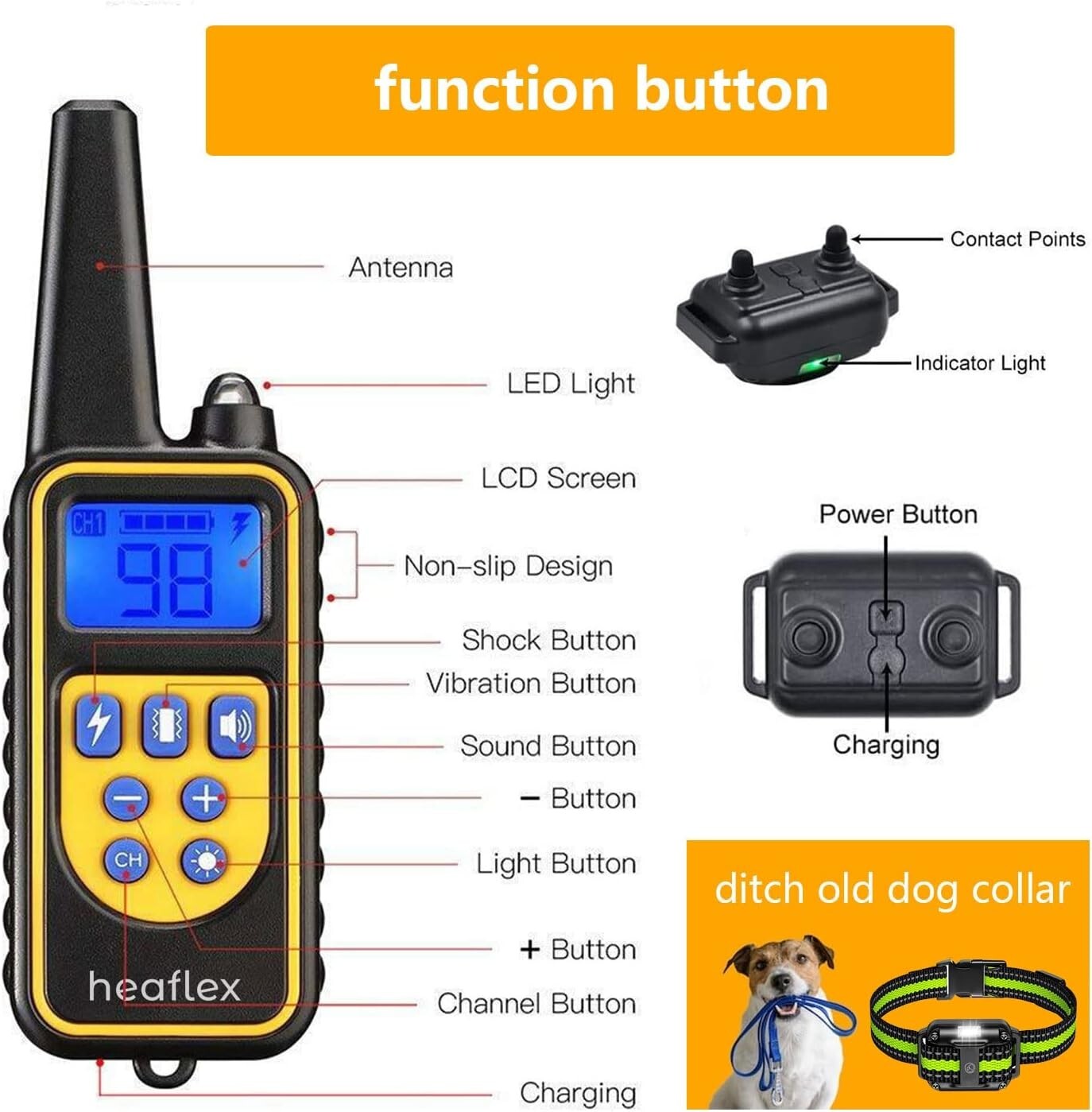 Multi-Dog Training Collar Kit: Waterproof Remote with Beep, Vibration, Shock