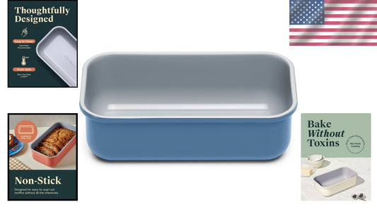 Non-Stick Ceramic 1 lb Loaf Pan - Perfect for Healthy Baking - Slate Color