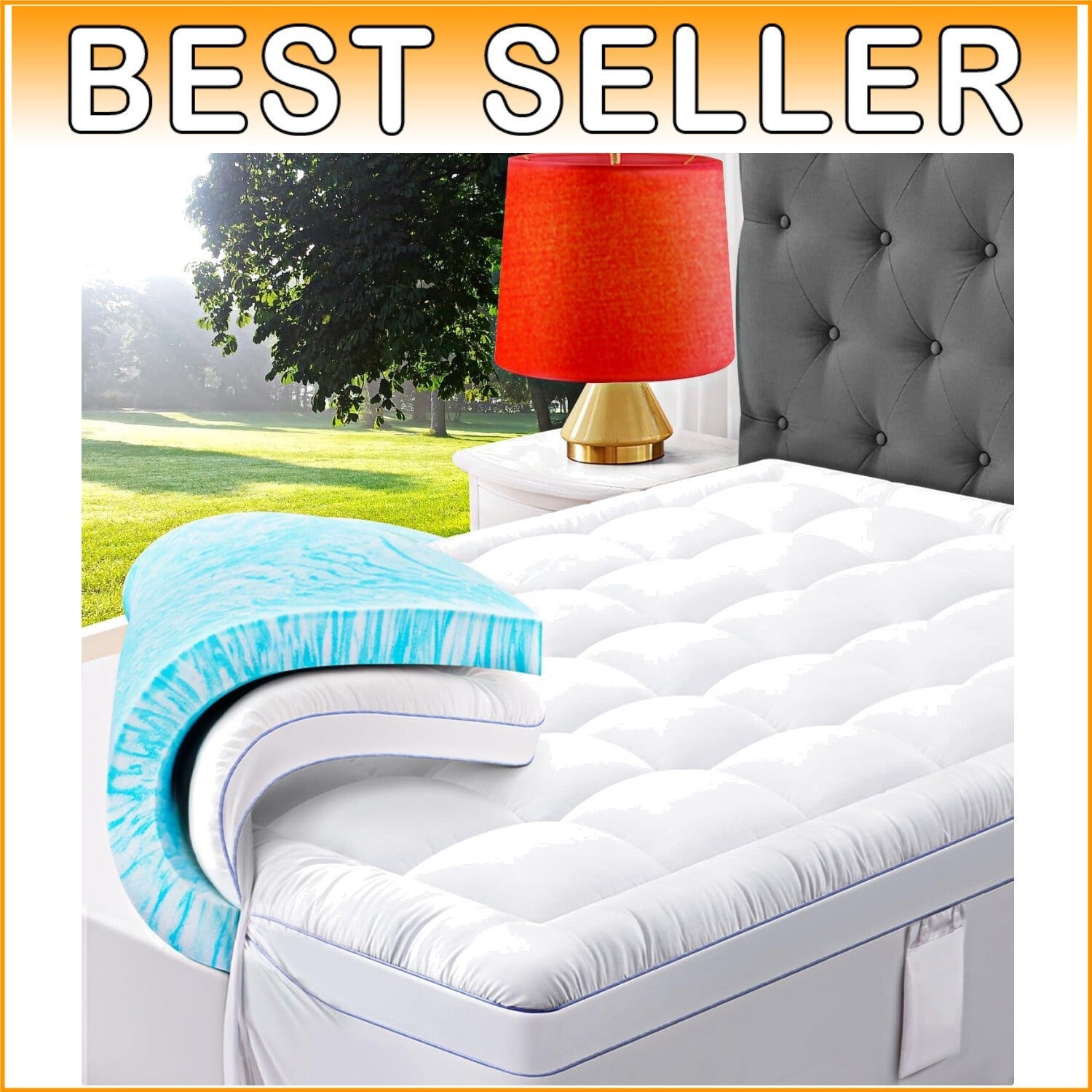 Elegant 3-Inch Queen Mattress Topper - Cooling Gel Memory Foam & Pillowtop